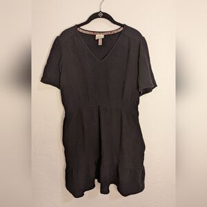 Knox Rose Charcoal Dress with Floral Embroidery